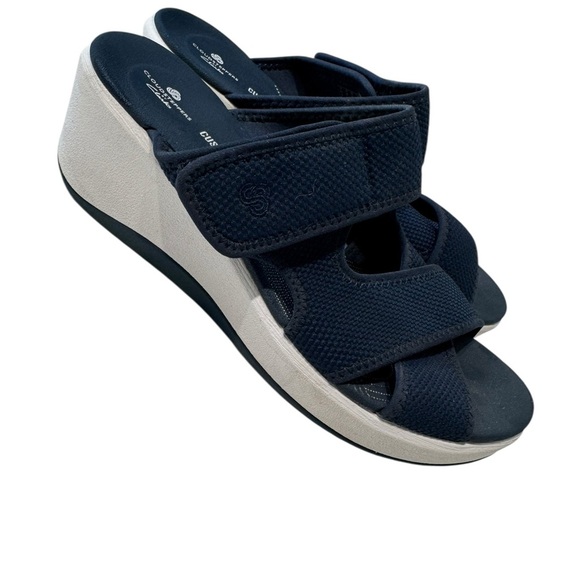 Clarks Women’s Cloudsteppers Mira Ease Slide Navy Blue Sandals Size 9 - Picture 6 of 8